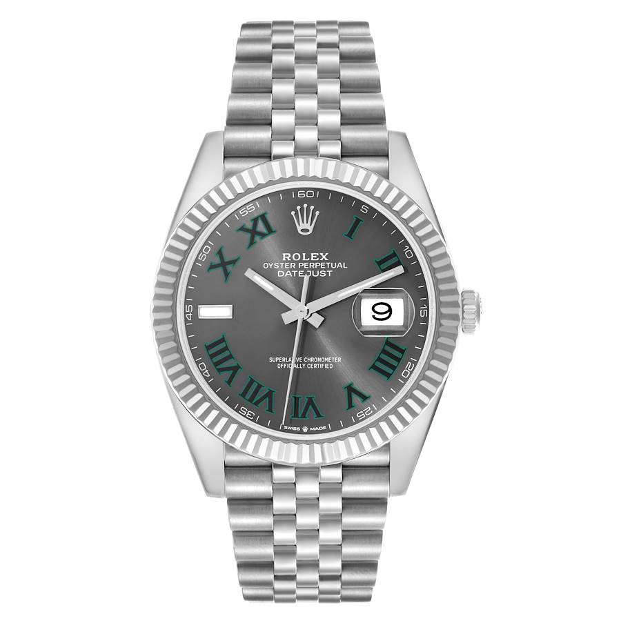Rolex Datejust 41 Steel White Gold Wimbledon Dial Mens Watch 126334 41mm