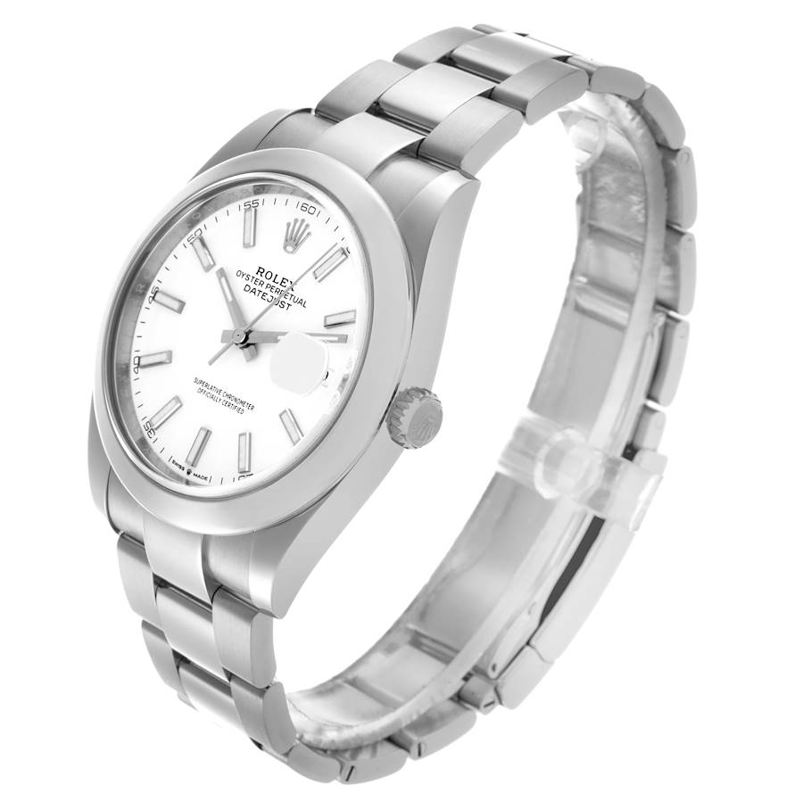 Rolex Datejust 41 White Dial Steel Mens Watch 126300 41mm