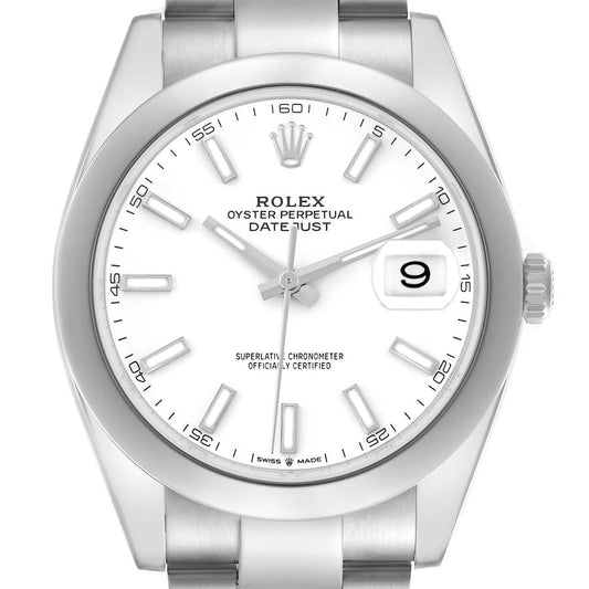 Rolex Datejust 41 White Dial Steel Mens Watch 126300 41mm