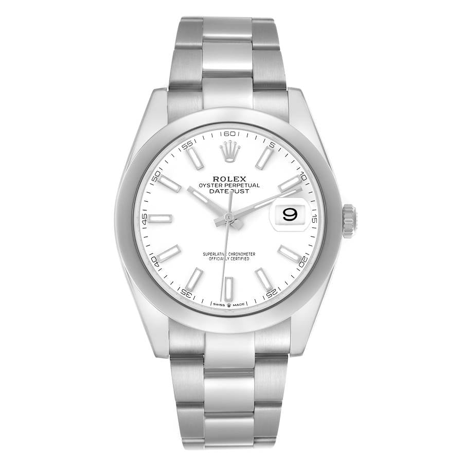 Rolex Datejust 41 White Dial Steel Mens Watch 126300 41mm