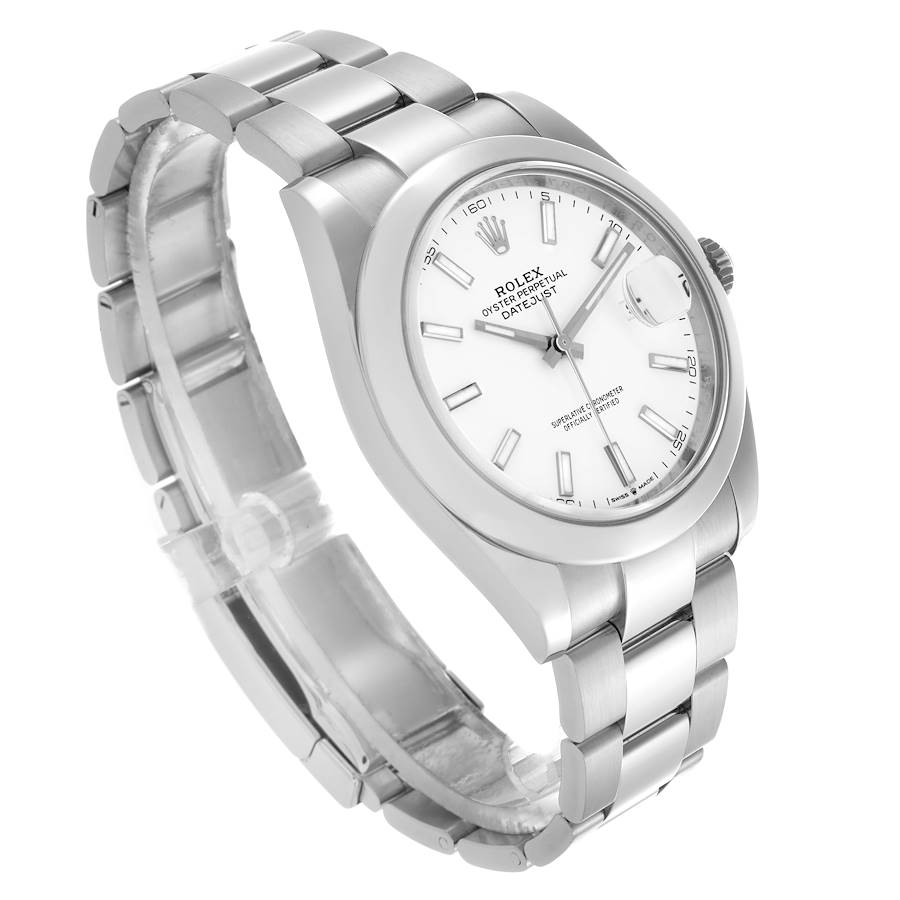 Rolex Datejust 41 White Dial Steel Mens Watch 126300 41mm