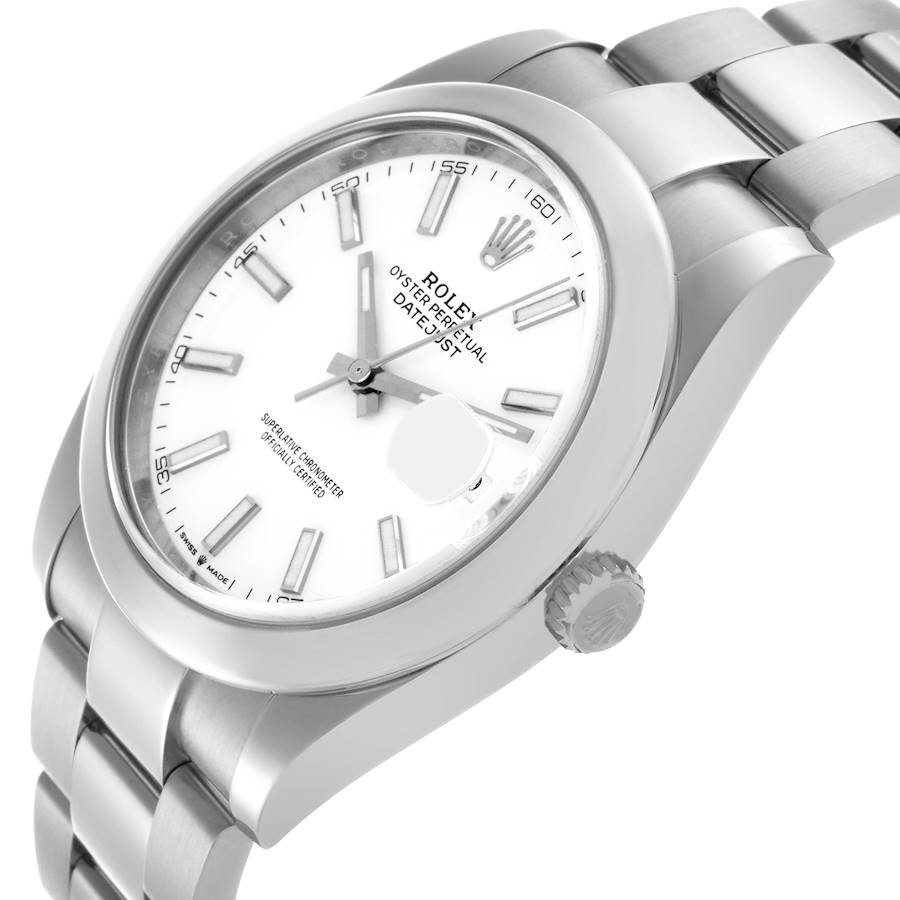 Rolex Datejust 41 White Dial Steel Mens Watch 126300 41mm