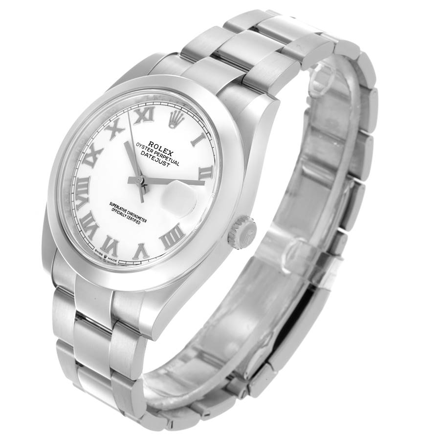 Rolex Datejust 41 White Roman Dial Steel Mens Watch 126300 41mm