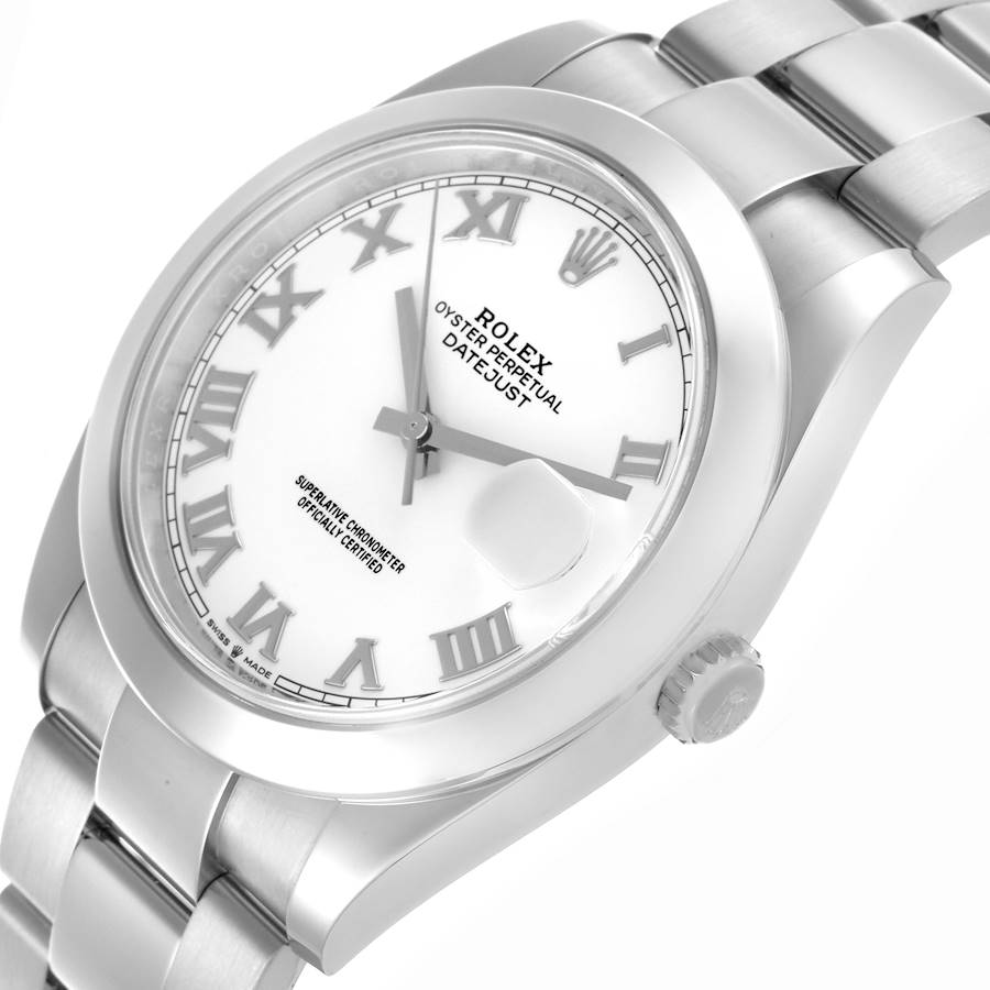 Rolex Datejust 41 White Roman Dial Steel Mens Watch 126300 41mm