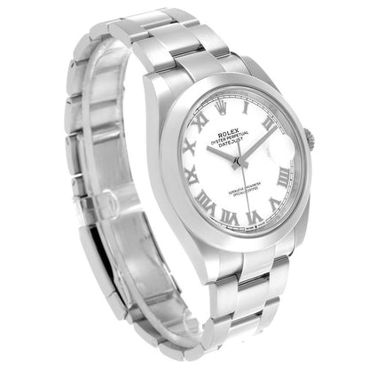 Rolex Datejust 41 White Roman Dial Steel Mens Watch 126300 41mm