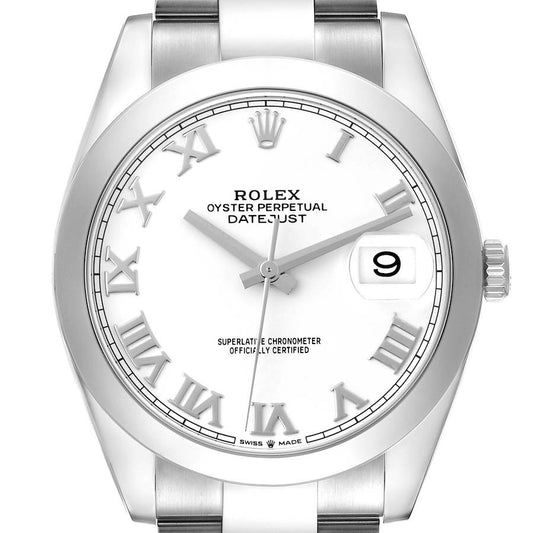 Rolex Datejust 41 White Roman Dial Steel Mens Watch 126300 41mm