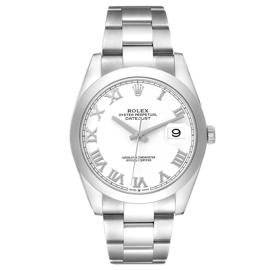 Rolex Datejust 41 White Roman Dial Steel Mens Watch 126300 41mm