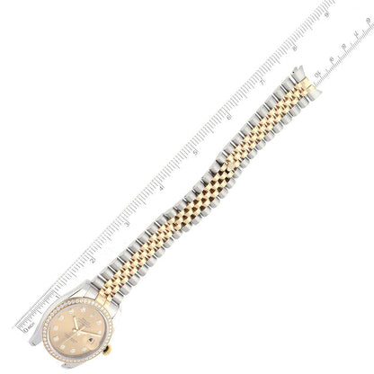 Rolex Datejust Champagne Dial Steel Yellow Gold Diamond Men's Watch 116243 36mm