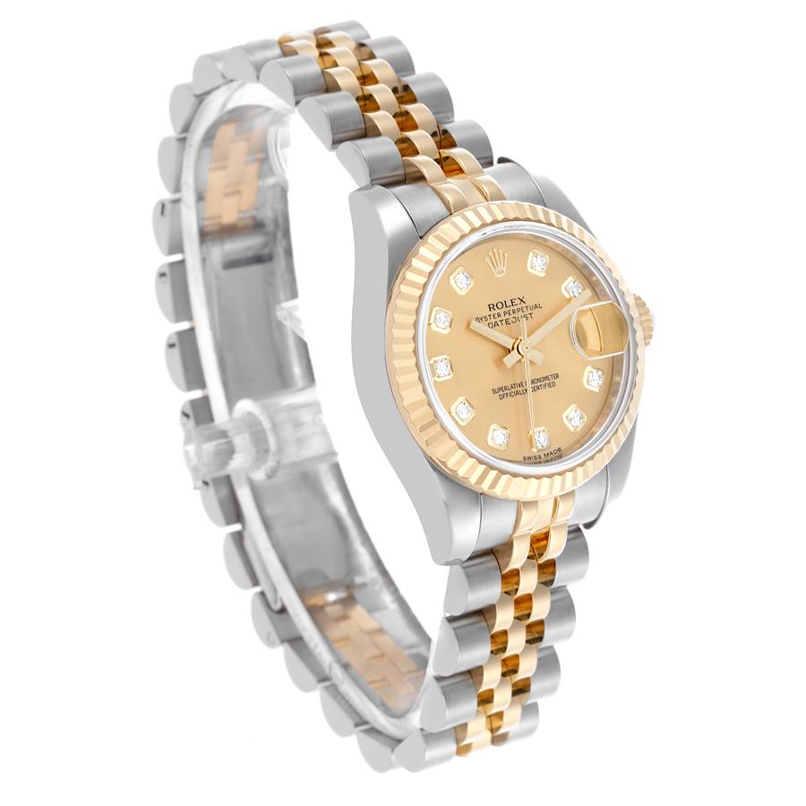 Rolex Datejust 26 Diamond Dial Steel Yellow Gold Ladies Watch 179173 26mm