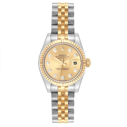 Rolex Datejust 26 Diamond Dial Steel Yellow Gold Ladies Watch 179173 26mm