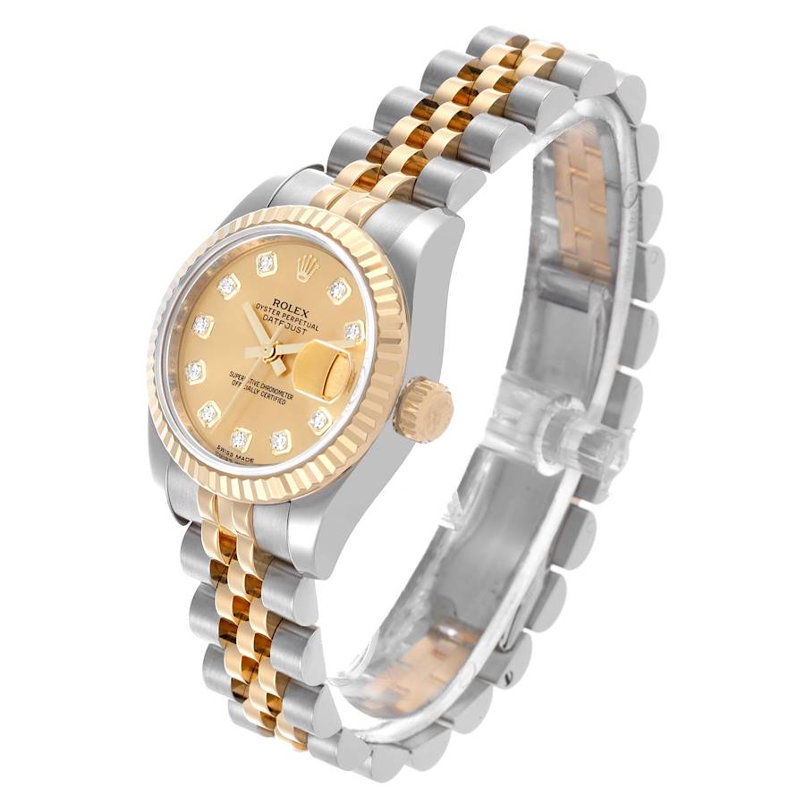 Rolex Datejust 26 Diamond Dial Steel Yellow Gold Ladies Watch 179173 26mm