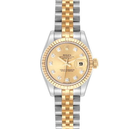 Rolex Datejust 26 Diamond Dial Steel Yellow Gold Ladies Watch 179173 26mm