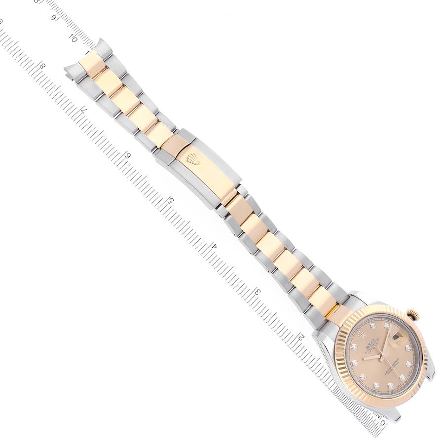 Rolex Datejust II 41 Steel Yellow Gold Diamond Dial Mens Watch 116333 41mm