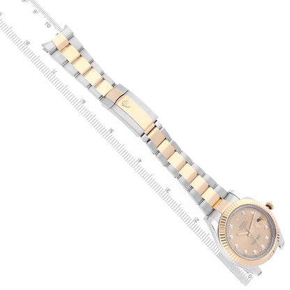Rolex Datejust II 41 Steel Yellow Gold Diamond Dial Mens Watch 116333 41mm