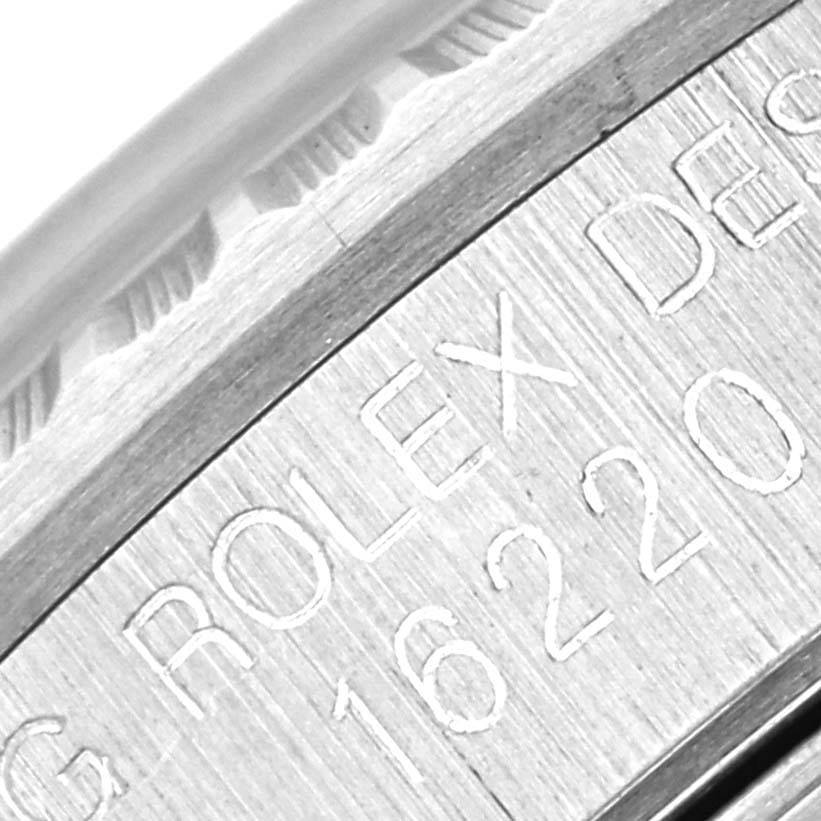 Rolex Datejust 36 Silver Dial Engine Turned Bezel Steel Mens Watch 16220 36mm