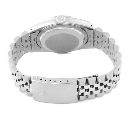 Rolex Datejust 36 Silver Dial Engine Turned Bezel Steel Mens Watch 16220 36mm