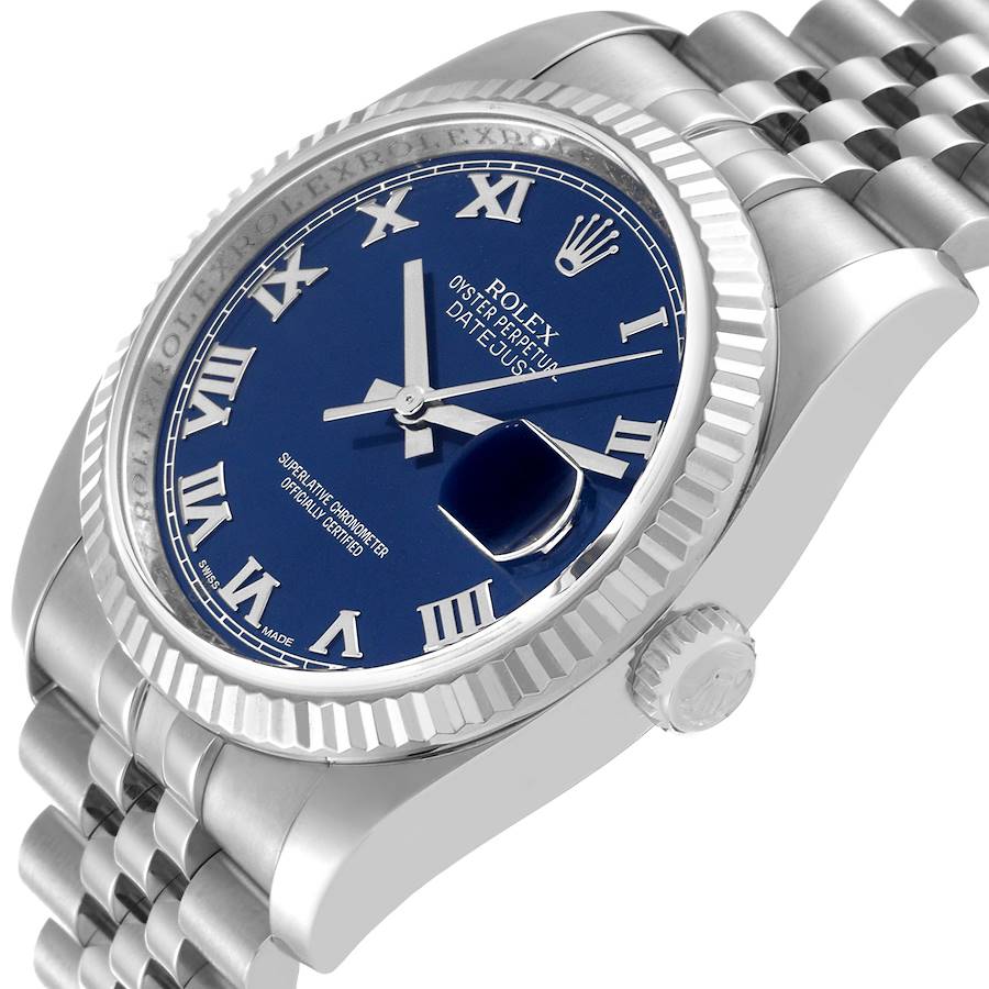 Rolex Datejust 36 Steel White Gold Blue Dial Mens Watch 116234 36mm