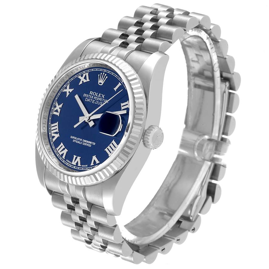 Rolex Datejust 36 Steel White Gold Blue Dial Mens Watch 116234 36mm