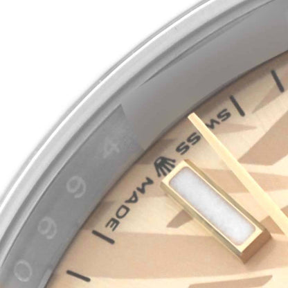 Rolex Datejust 36 Steel Yellow Gold Golden Palm Dial Mens Watch 126233 36mm