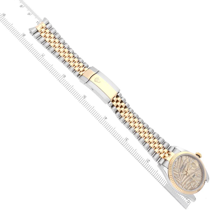 Rolex Datejust 36 Steel Yellow Gold Golden Palm Dial Mens Watch 126233 36mm