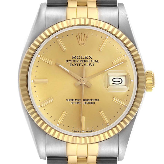 Rolex Datejust Steel Yellow Gold Vintage Mens Watch 16013 36mm