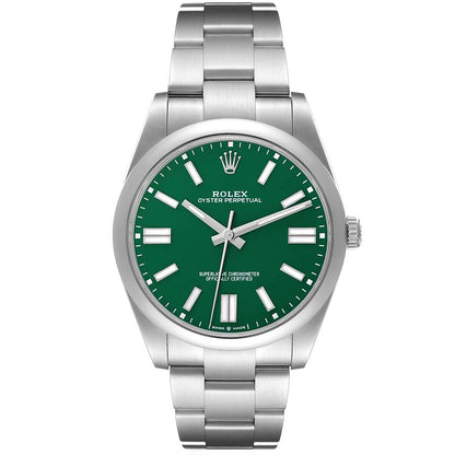 Rolex Oyster Perpetual 41 Green Dial Steel Mens Watch 124300 41mm