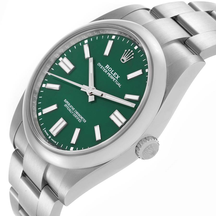 Rolex Oyster Perpetual 41 Green Dial Steel Mens Watch 124300 41mm