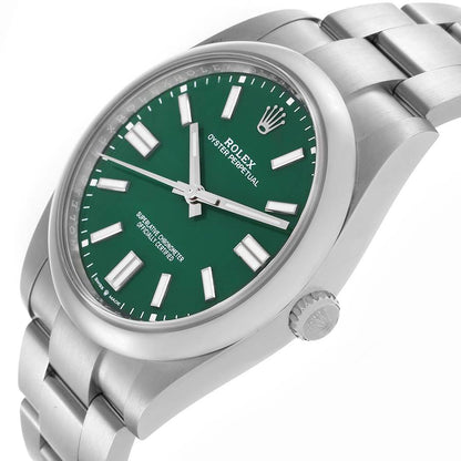 Rolex Oyster Perpetual 41 Green Dial Steel Mens Watch 124300 41mm