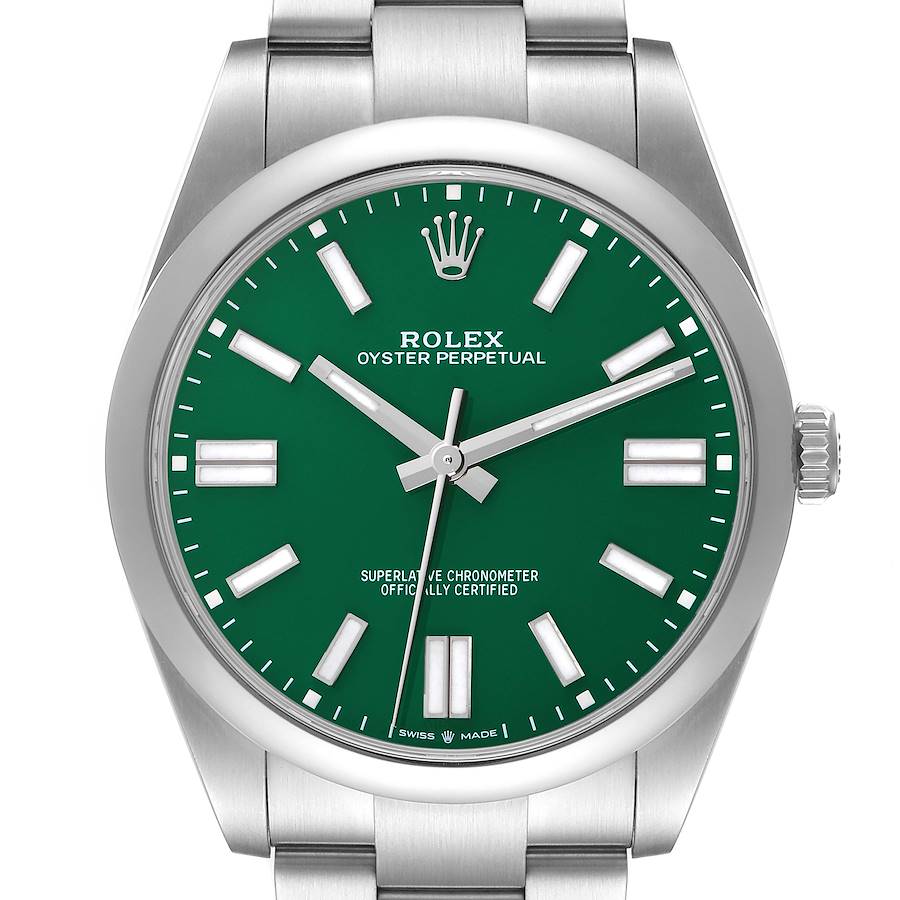 Rolex Oyster Perpetual 41 Green Dial Steel Mens Watch 124300 41mm
