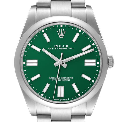 Rolex Oyster Perpetual 41 Green Dial Steel Mens Watch 124300 41mm