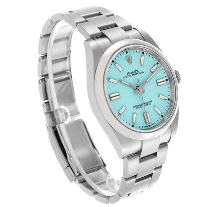 Rolex Oyster Perpetual 41 Turquoise Dial Steel Mens Watch 124300 41mm
