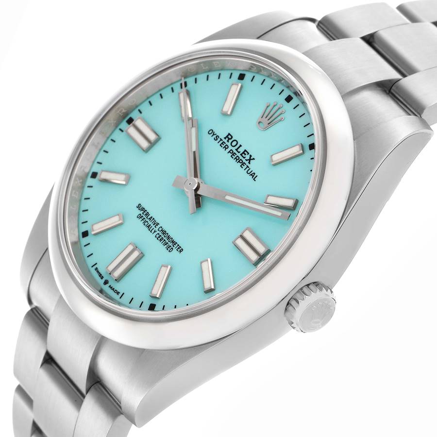 Rolex Oyster Perpetual 41 Turquoise Dial Steel Mens Watch 124300 41mm