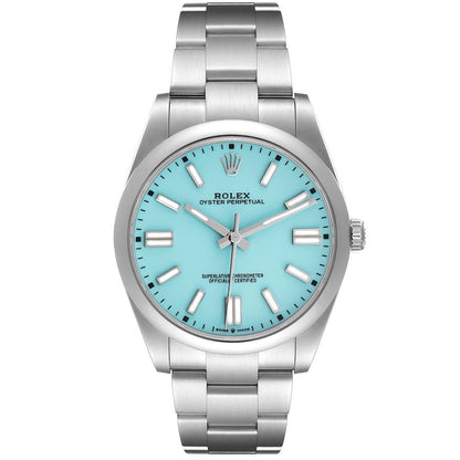 Rolex Oyster Perpetual 41 Turquoise Dial Steel Mens Watch 124300 41mm