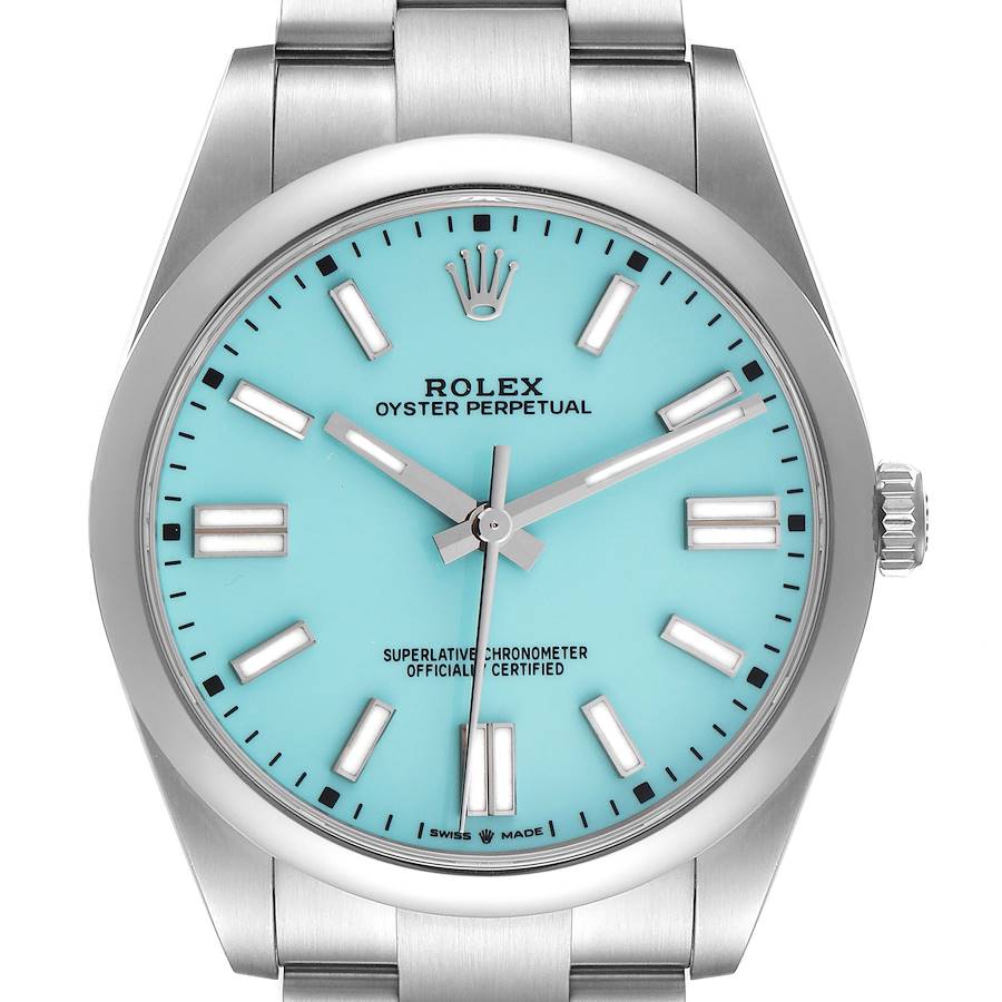 Rolex Oyster Perpetual 41 Turquoise Dial Steel Mens Watch 124300 41mm