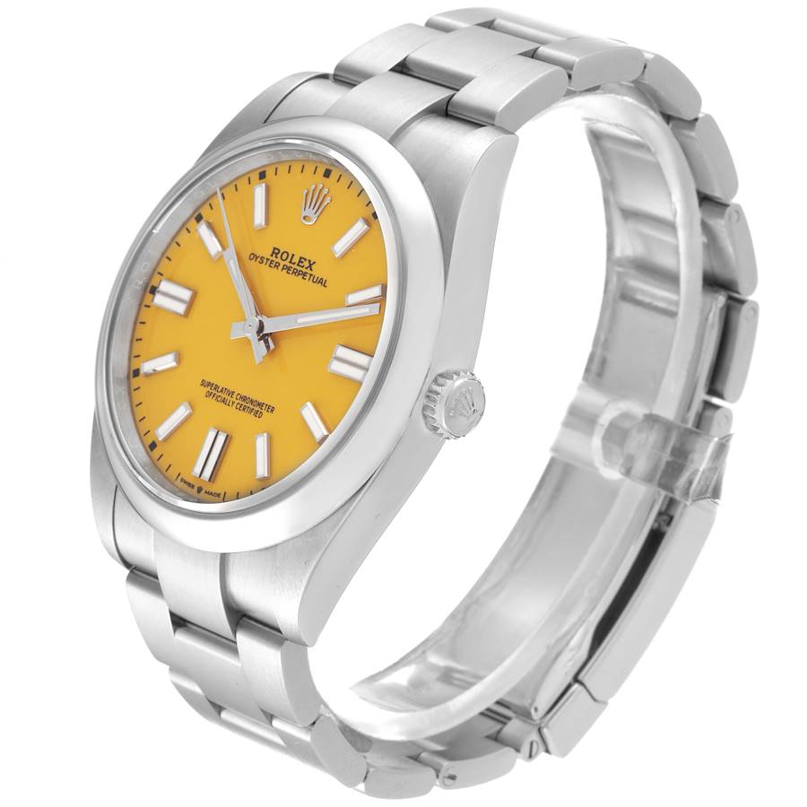Rolex Oyster Perpetual 41 Yellow Dial Steel Mens Watch 124300 41mm