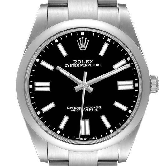 Rolex Oyster Perpetual 41 Black Dial Steel Mens Watch 124300 41mm
