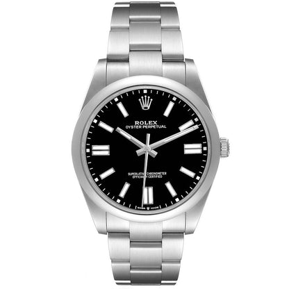 Rolex Oyster Perpetual 41 Black Dial Steel Mens Watch 124300 41mm