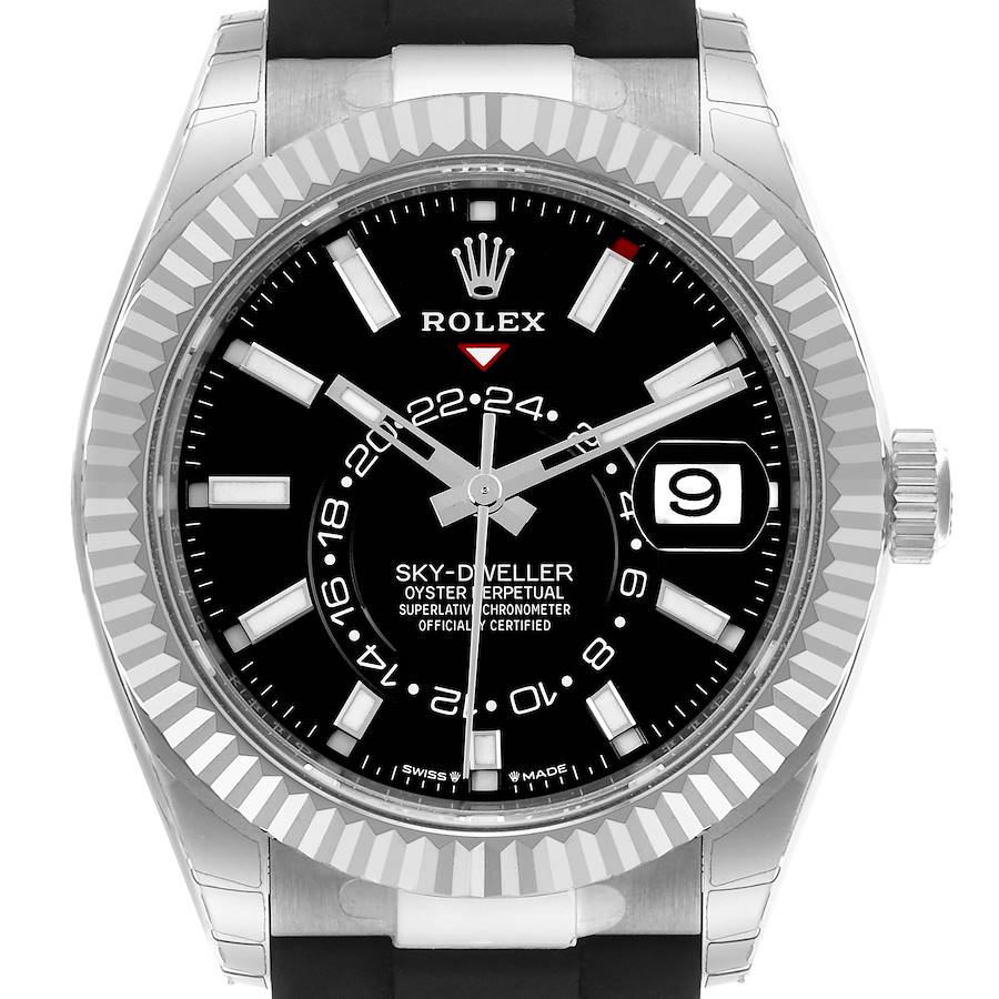 Rolex Sky-Dweller 42 Black Dial White Gold Mens Watch 336239 42mm