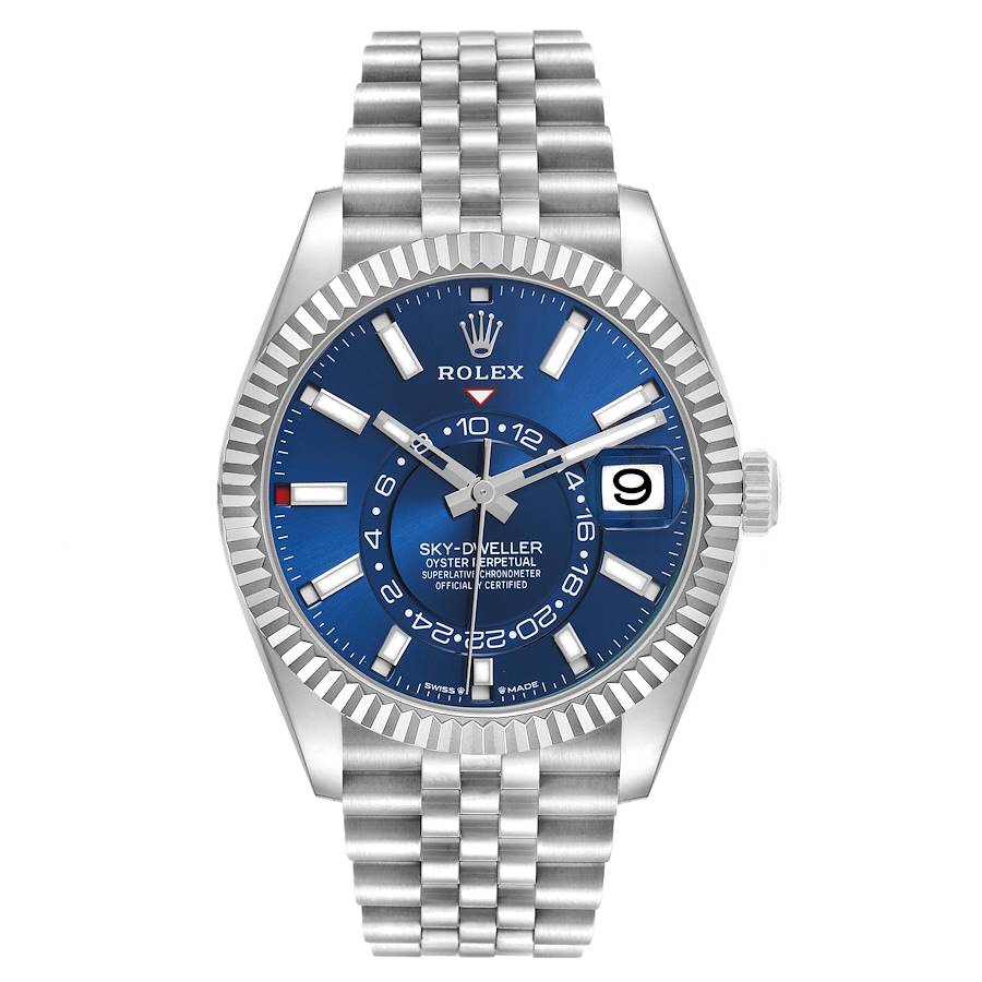 Rolex Sky-Dweller Steel White Gold Blue Dial Mens Watch 336934 42mm