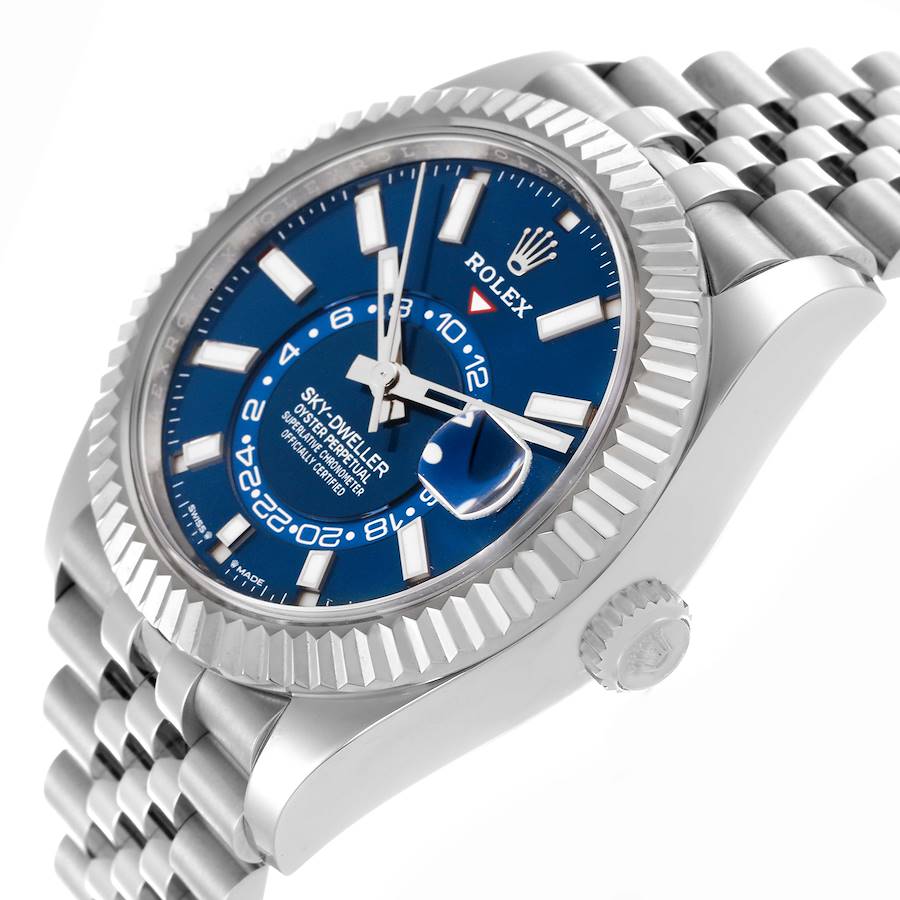 Rolex Sky-Dweller Steel White Gold Blue Dial Mens Watch 336934 42mm
