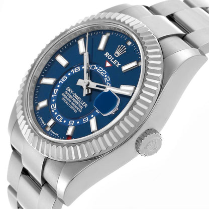 Rolex Sky-Dweller Steel White Gold Blue Dial Mens Watch 336934 42mm