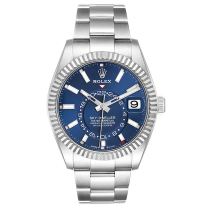 Rolex Sky-Dweller Steel White Gold Blue Dial Mens Watch 336934 42mm