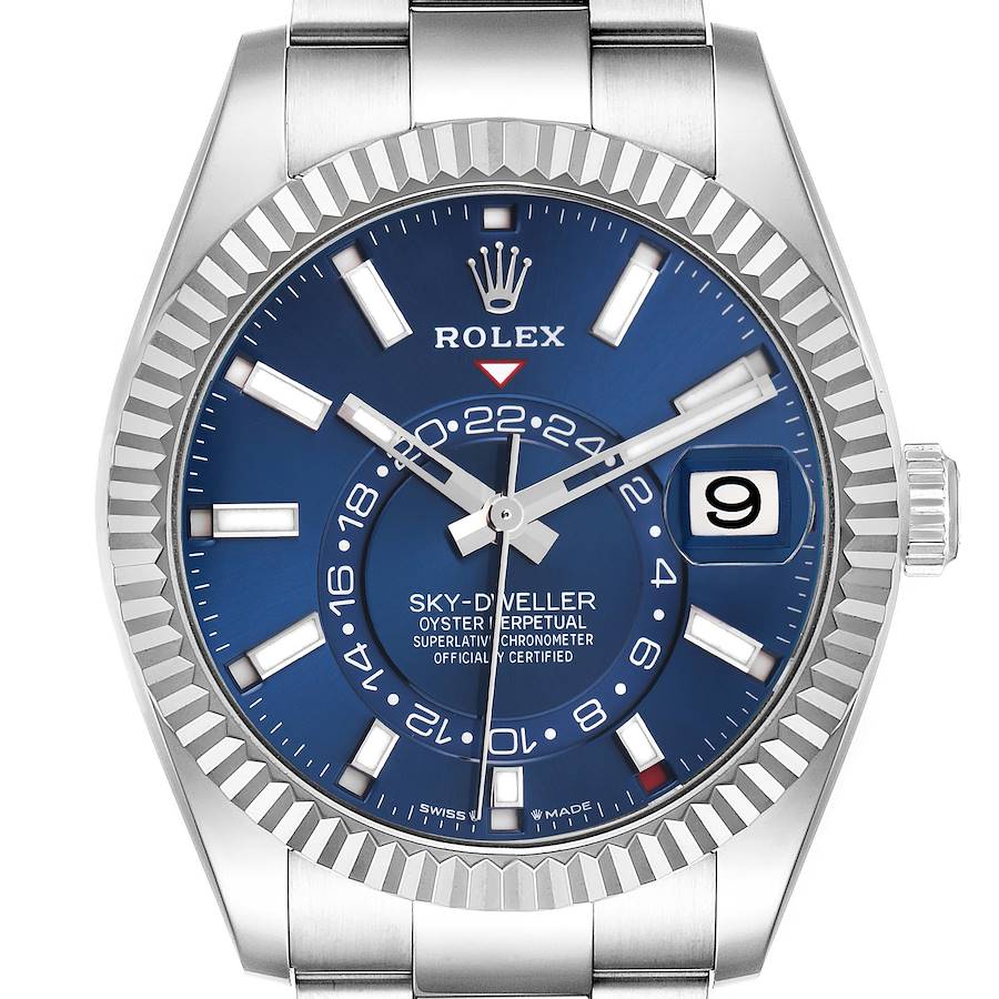 Rolex Sky-Dweller Steel White Gold Blue Dial Mens Watch 336934 42mm