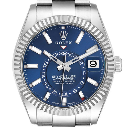 Rolex Sky-Dweller Steel White Gold Blue Dial Mens Watch 336934 42mm