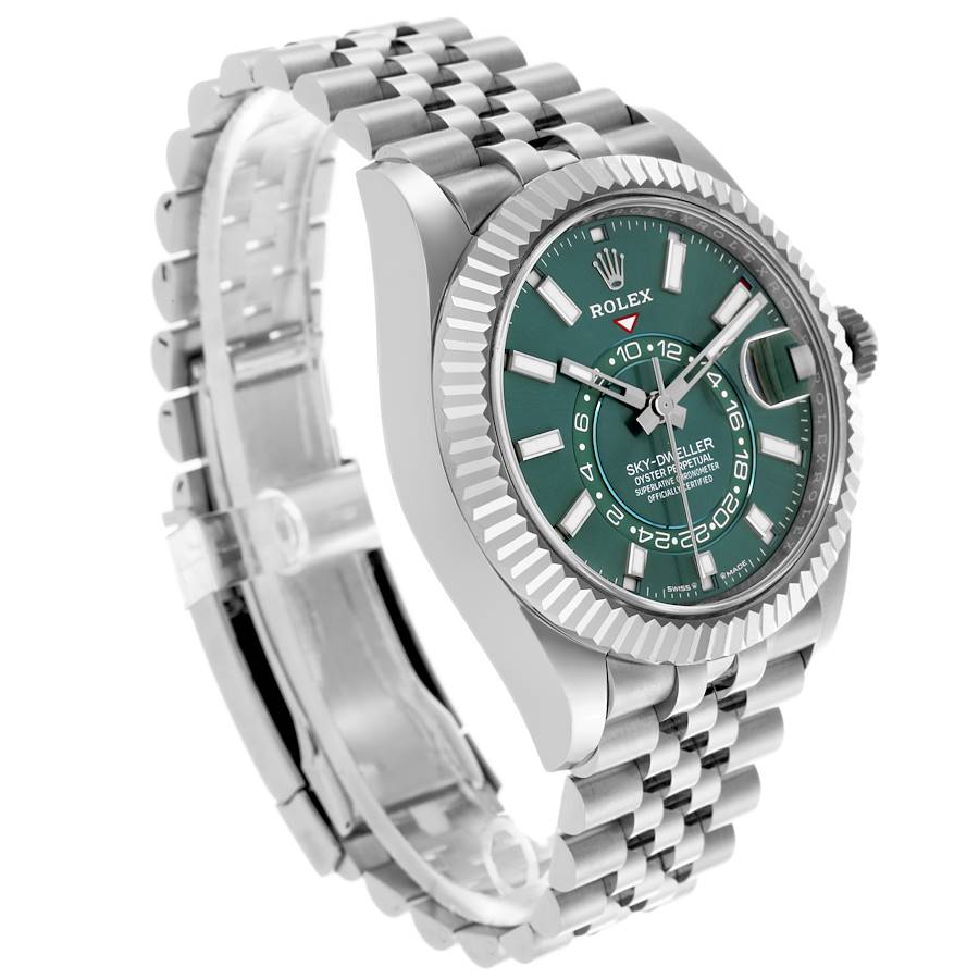 Rolex Sky-Dweller Steel White Gold Mint Green Dial Mens Watch 336934 42mm