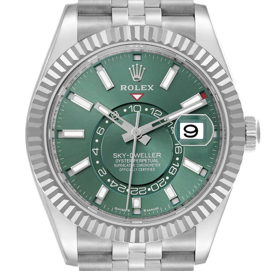Rolex Sky-Dweller Steel White Gold Mint Green Dial Mens Watch 336934 42mm