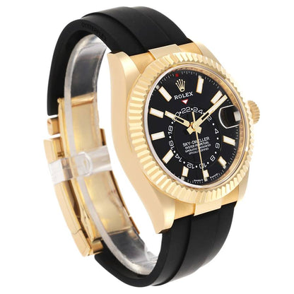 Rolex Sky-Dweller Yellow Gold Black Dial Oysterflex Mens Watch 336238 42mm
