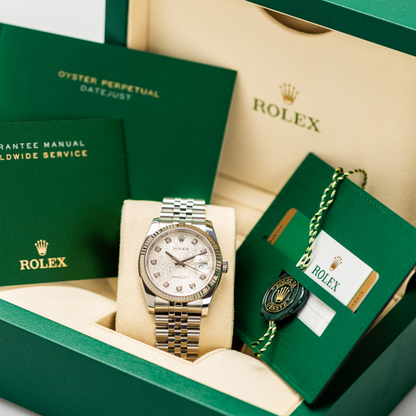 Rolex Datejust 41 Steel Rose Gold Mother Of Pearl Diamond Dial Mens Watch 126331 41mm